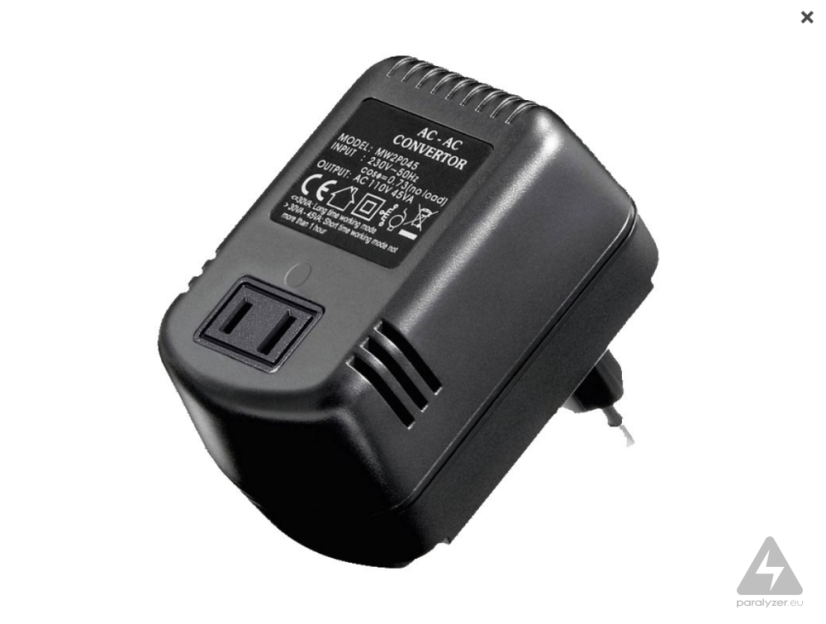 Adaptér menič napätia 230V/110V pre spotrebiče USA do 45W Minwa MW2P045