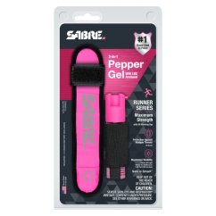 Obranný korenistý gél SABRE RED pre bežcov s bezpečnostným LED náramkom - ružová