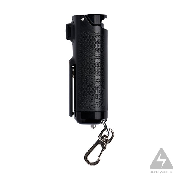 Obranný pepper sprej SABRE RED 3-IN-1 pre bezpečný únik z auta - čierny