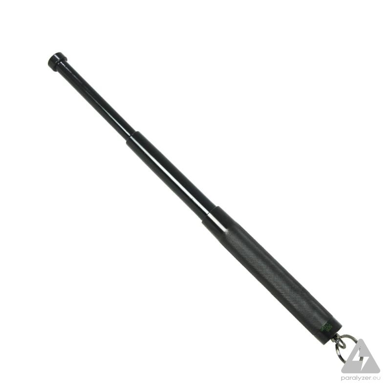 Teleskopický mini obušok 12" s krúžkom na kľúče (čierna)