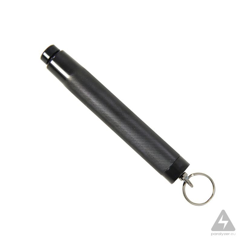 Teleskopický mini obušok 12" s krúžkom na kľúče (čierna)